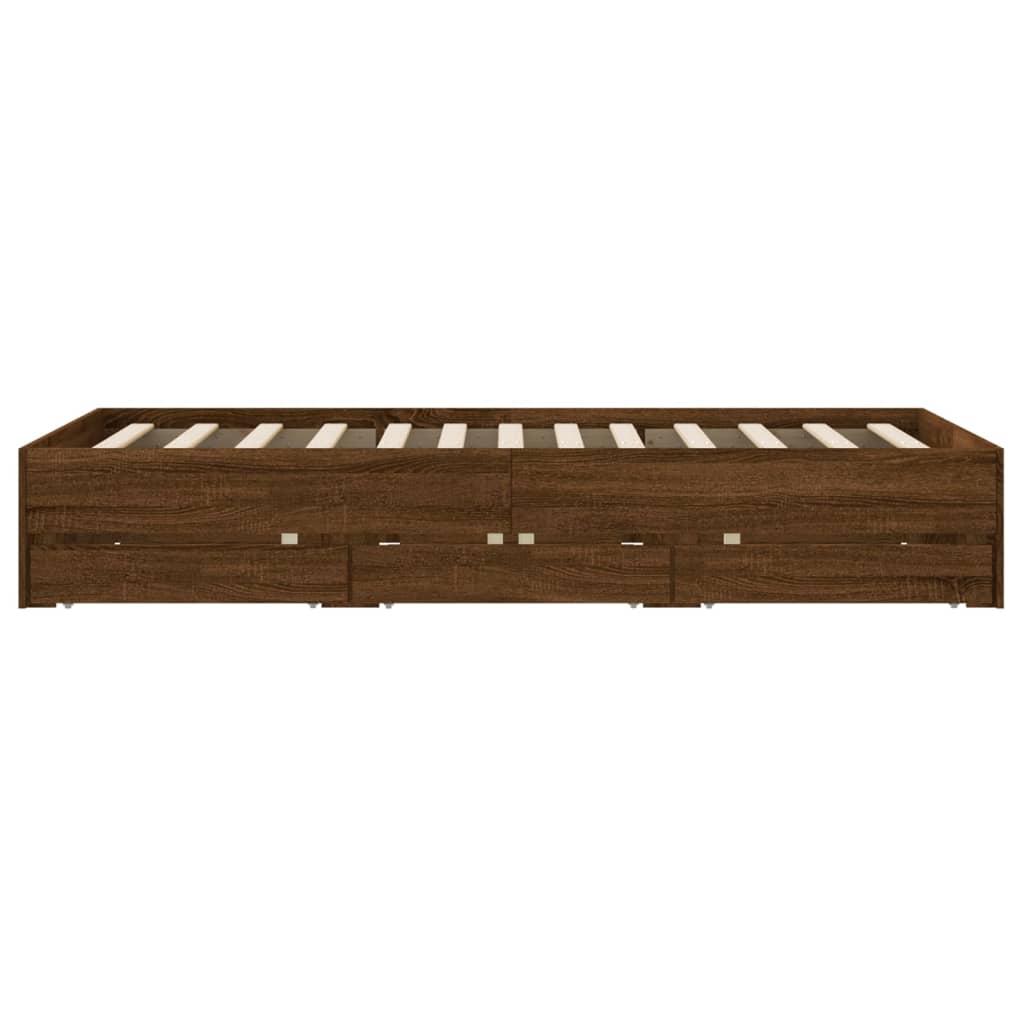Bedframe met lades bewerkt hout bruin eikenkleurig 120x190 cm