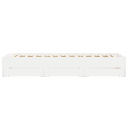 Bedframe met lades bewerkt hout wit 90x190 cm