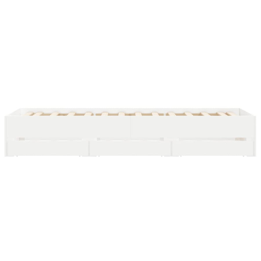 Bedframe met lades bewerkt hout wit 90x190 cm