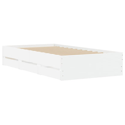 Bedframe met lades bewerkt hout wit 90x190 cm