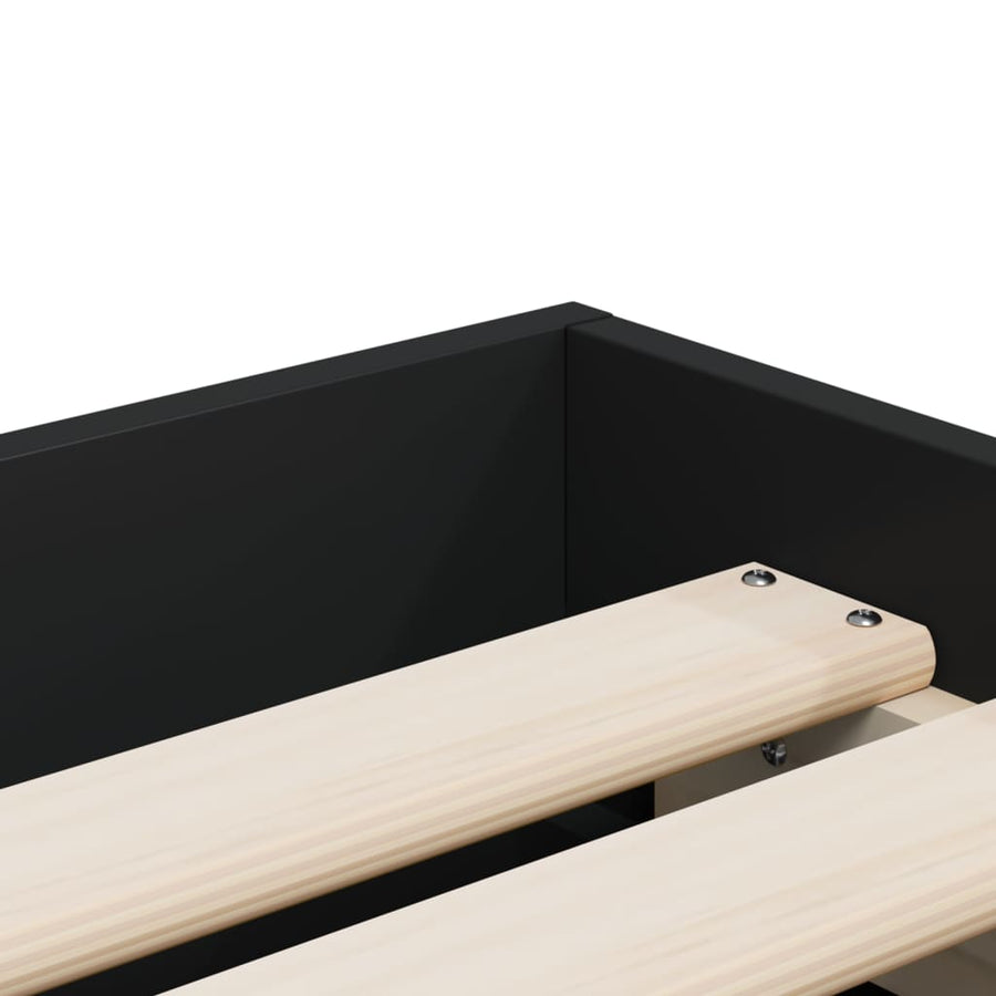 Bedframe met lades bewerkt hout zwart 90x190 cm