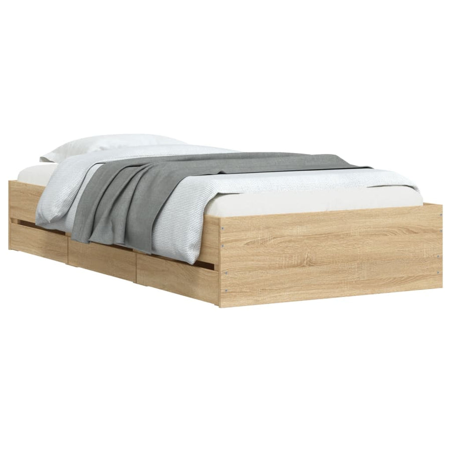 Bedframe met lades bewerkt hout sonoma eikenkleurig 90x190 cm