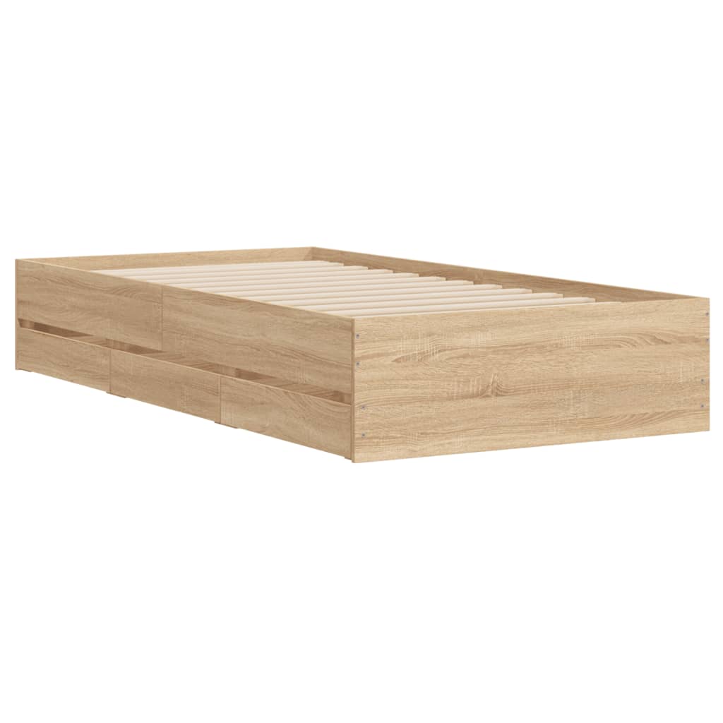 Bedframe met lades bewerkt hout sonoma eikenkleurig 90x190 cm