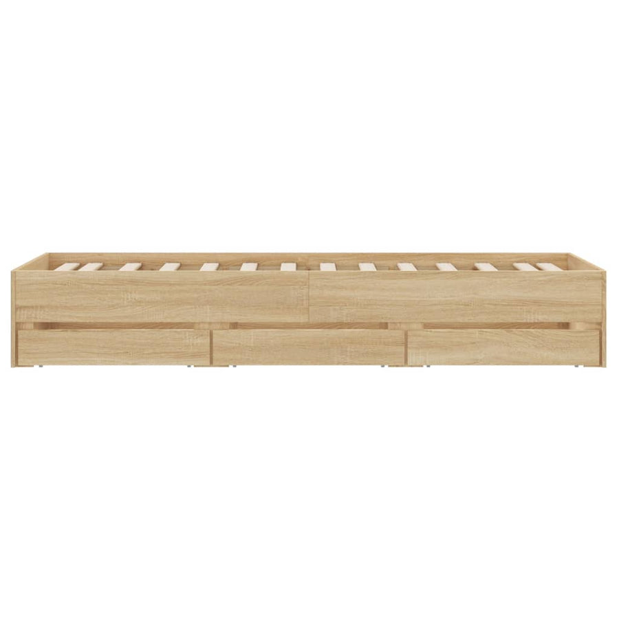 Bedframe met lades bewerkt hout sonoma eikenkleurig 90x190 cm