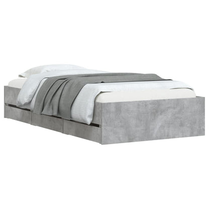 Bedframe met lades bewerkt hout betongrijs 90x190 cm