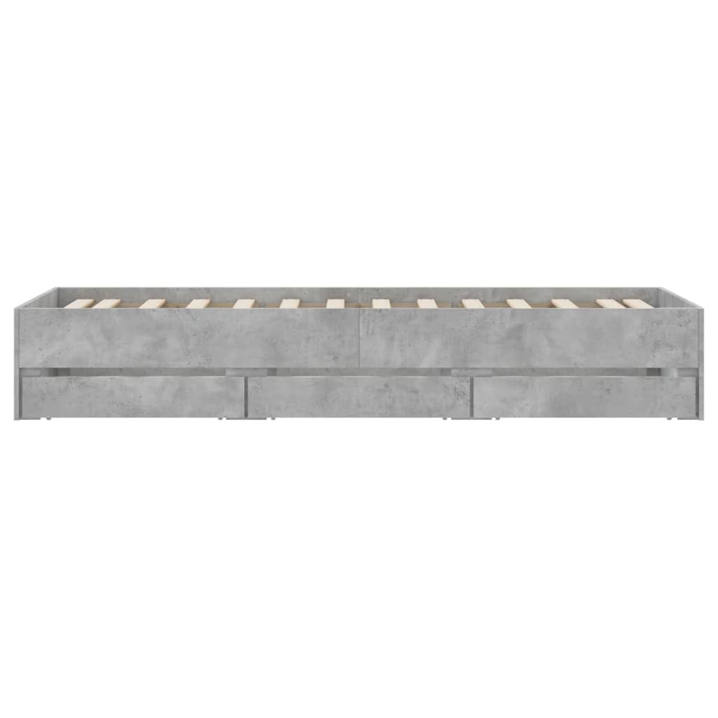 Bedframe met lades bewerkt hout betongrijs 90x190 cm