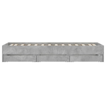 Bedframe met lades bewerkt hout betongrijs 90x190 cm
