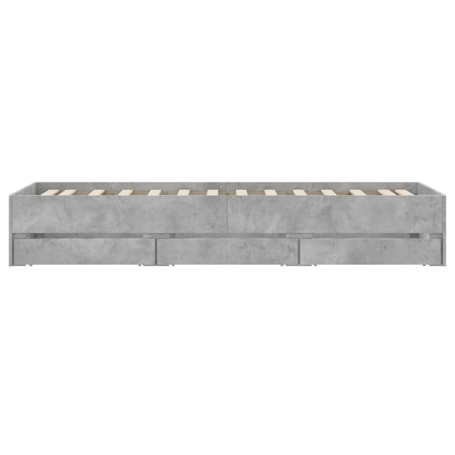 Bedframe met lades bewerkt hout betongrijs 90x190 cm