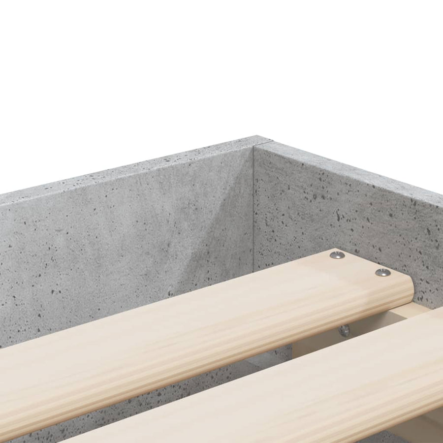 Bedframe met lades bewerkt hout betongrijs 90x190 cm