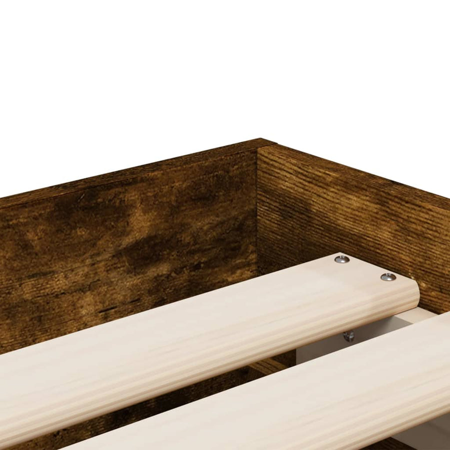 Bedframe met lades bewerkt hout gerookt eikenkleurig 90x190 cm