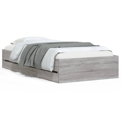 Bedframe met lades bewerkt hout grijs sonoma eiken 90x190 cm