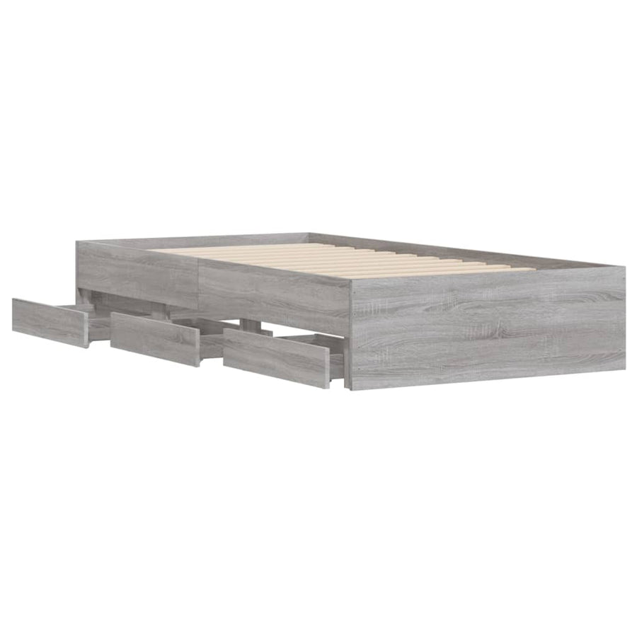 Bedframe met lades bewerkt hout grijs sonoma eiken 90x190 cm