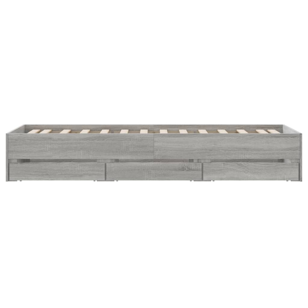 Bedframe met lades bewerkt hout grijs sonoma eiken 90x190 cm