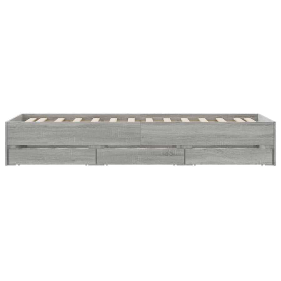 Bedframe met lades bewerkt hout grijs sonoma eiken 90x190 cm