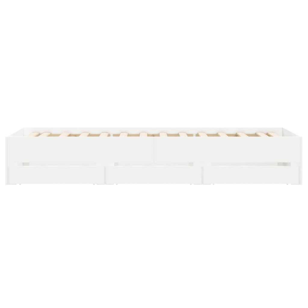 Bedframe met lades bewerkt hout wit 75x190 cm