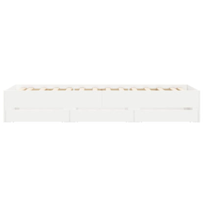 Bedframe met lades bewerkt hout wit 75x190 cm