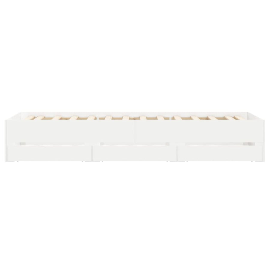 Bedframe met lades bewerkt hout wit 75x190 cm