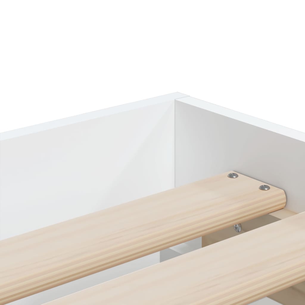 Bedframe met lades bewerkt hout wit 75x190 cm