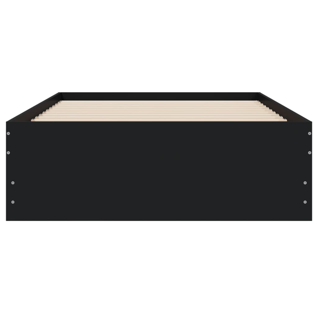 Bedframe met lades bewerkt hout zwart 75x190 cm