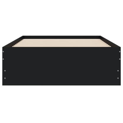 Bedframe met lades bewerkt hout zwart 75x190 cm