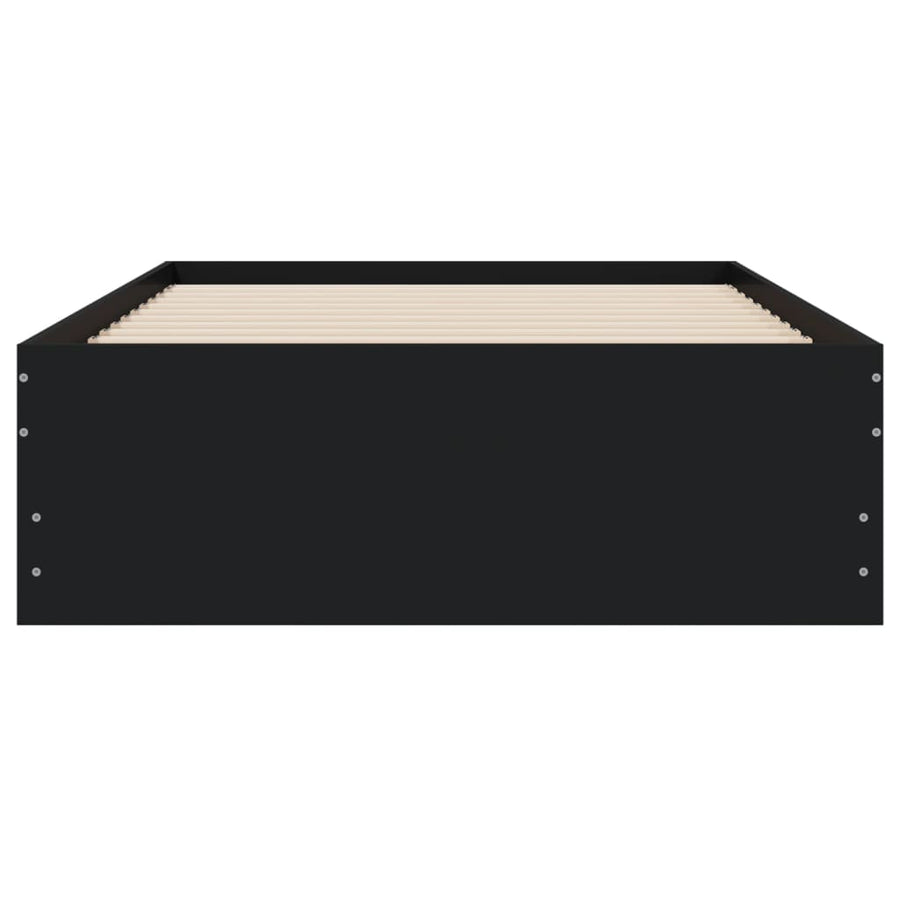 Bedframe met lades bewerkt hout zwart 75x190 cm