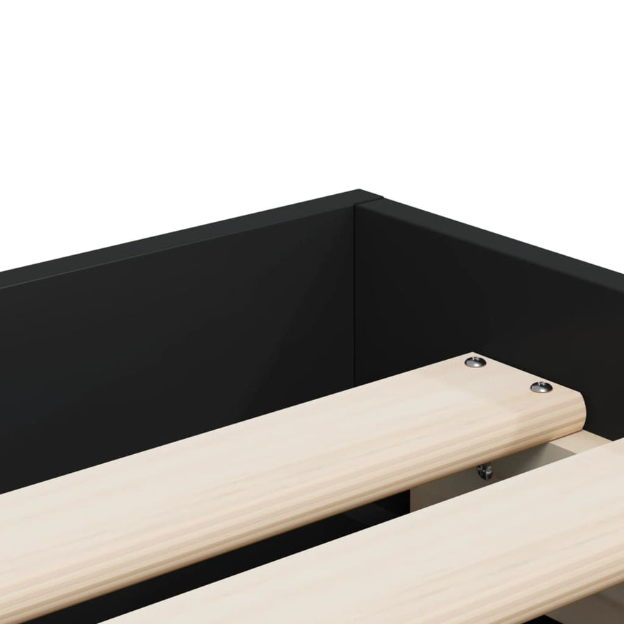 Bedframe met lades bewerkt hout zwart 75x190 cm
