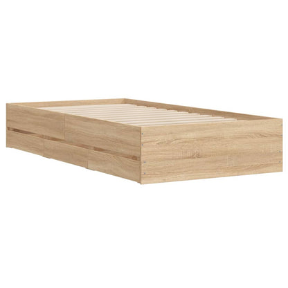 Bedframe met lades bewerkt hout sonoma eikenkleurig 75x190 cm