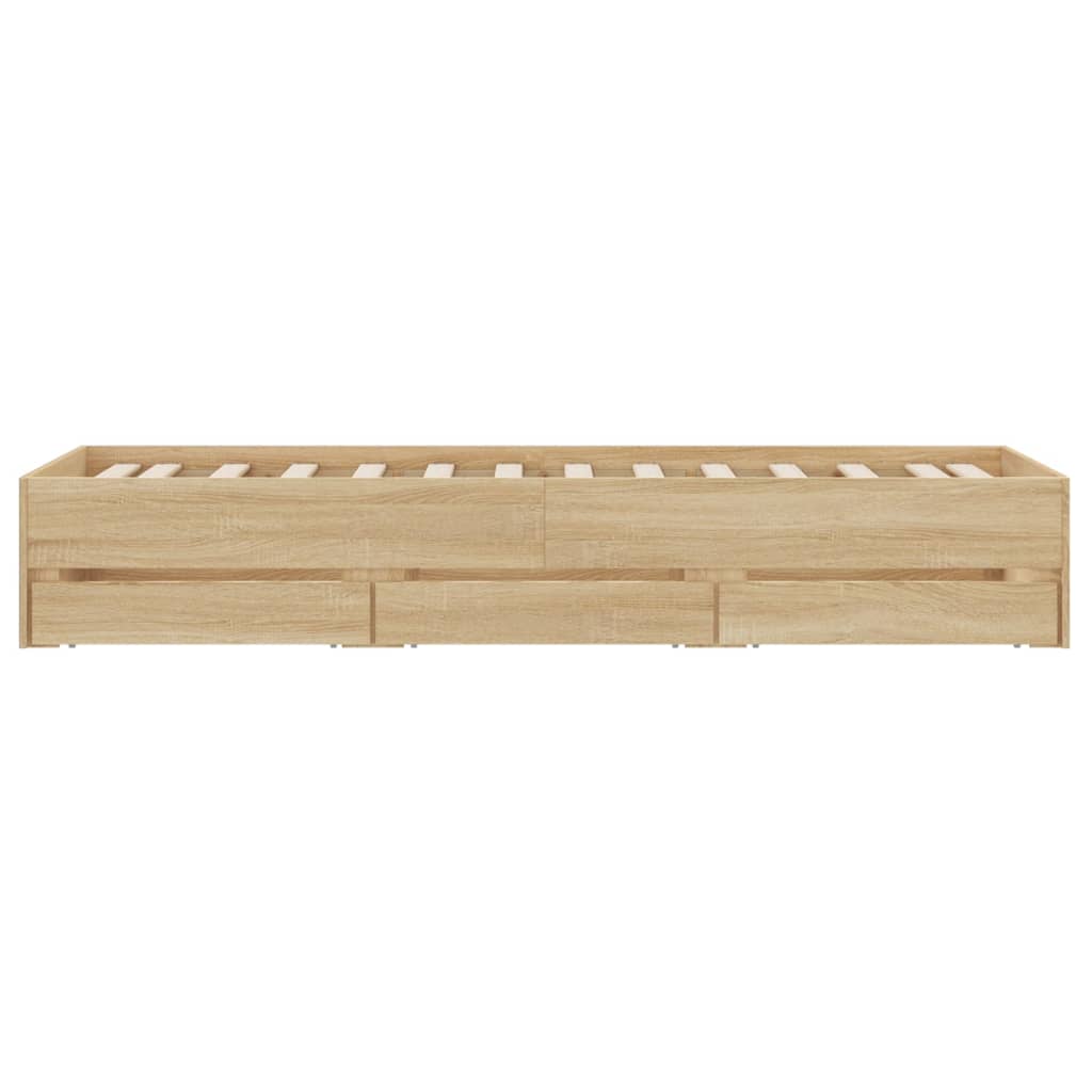 Bedframe met lades bewerkt hout sonoma eikenkleurig 75x190 cm