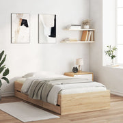 Bedframe 75x190 cm bewerkt hout sonoma eiken met lades