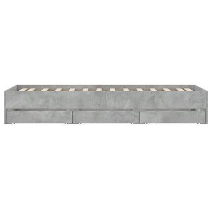 Bedframe met lades bewerkt hout betongrijs 75x190 cm