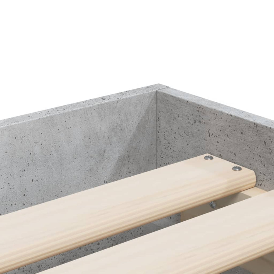 Bedframe met lades bewerkt hout betongrijs 75x190 cm