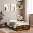 Bedframe 75x190 cm bewerkt hout gerookt eiken