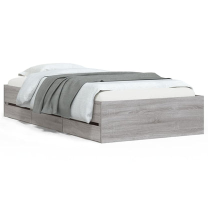 Bedframe met lades bewerkt hout grijs sonoma eiken 75x190 cm