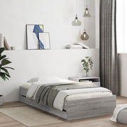 Bedframe 75x190 cm bewerkt hout grijs sonoma eiken met lades