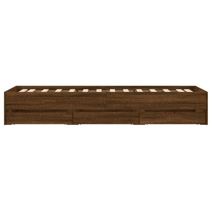 Bedframe met lades bewerkt hout bruineikenkleurig 75x190 cm