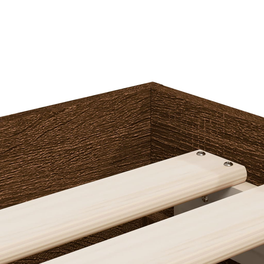 Bedframe met lades bewerkt hout bruineikenkleurig 75x190 cm