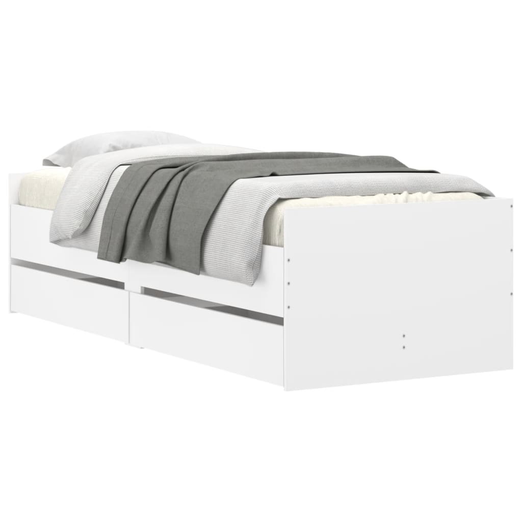 Bedframe met lades wit 100x200 cm 100 x 200 cm Wit