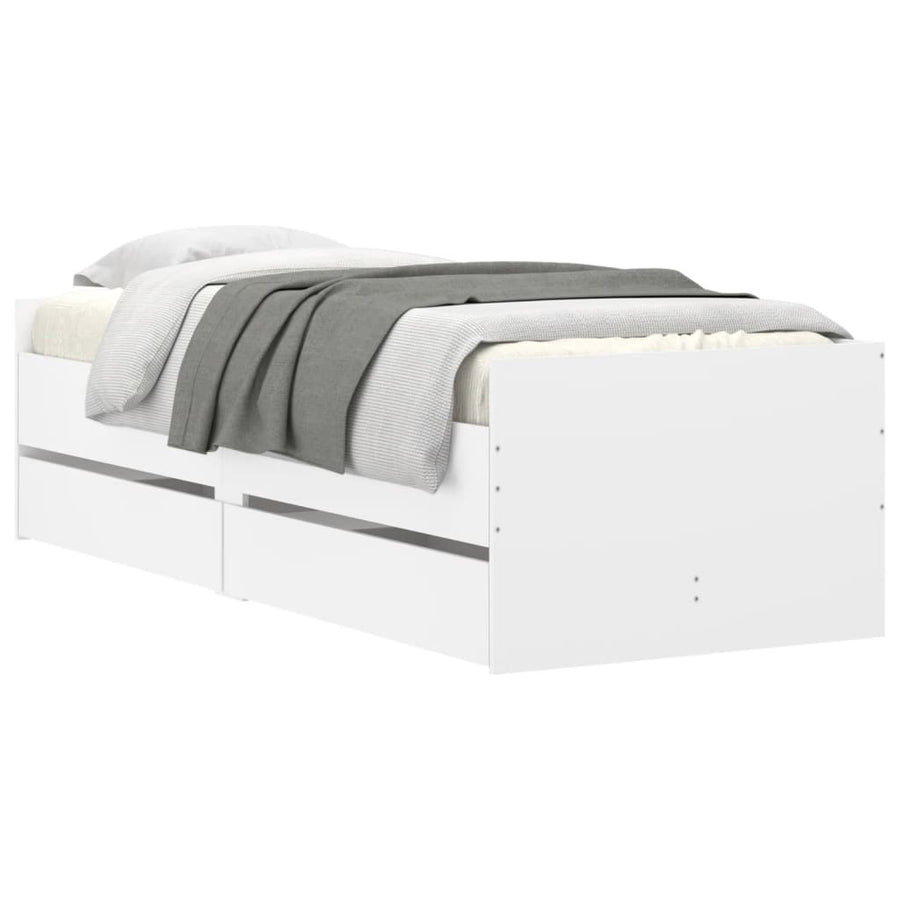 Bedframe met lades wit 100x200 cm 100 x 200 cm Wit