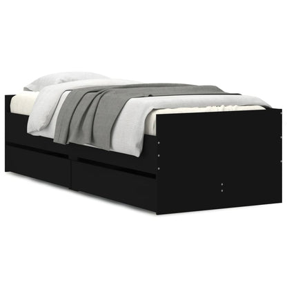 Bedframe met lades zwart 100x200 cm 100 x 200 cm Zwart