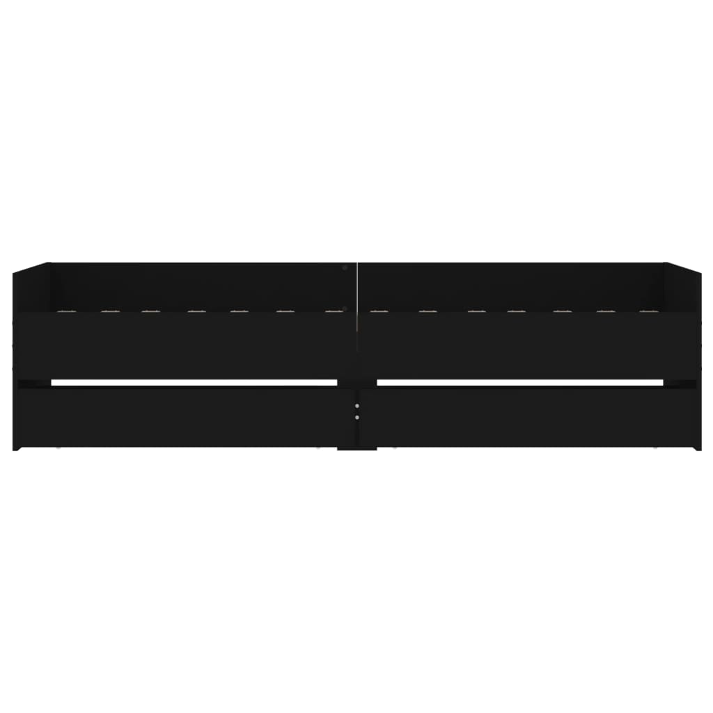 Bedframe met lades zwart 100x200 cm 100 x 200 cm Zwart
