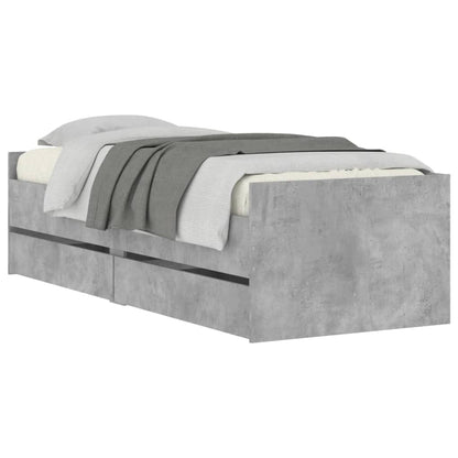 Bedframe met lades betongrijs 100x200 cm 100 x 200 cm Betongrijs