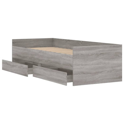 Bedframe met lades grijs sonoma eikenkleurig 100x200 cm 100 x 200 cm Grijs sonoma