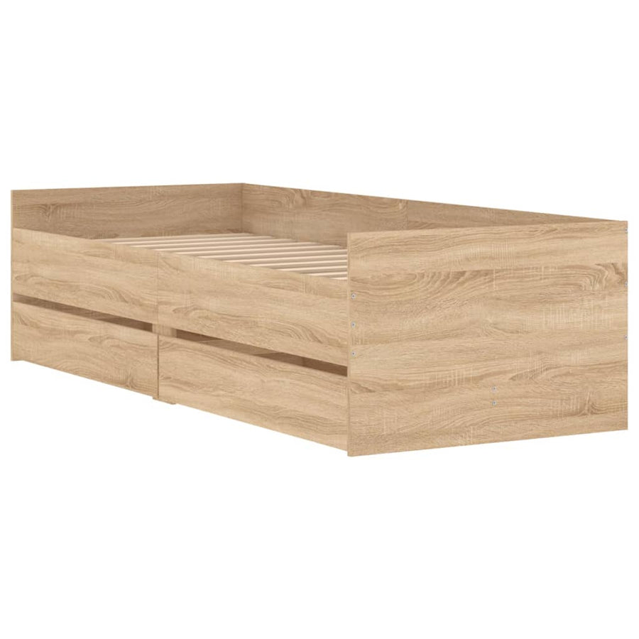 Bedframe met lades sonoma eikenkleurig 90x200 cm 90 x 200 cm Sonoma eiken