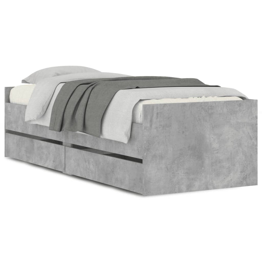 Bedframe met lades betongrijs 90x200 cm 90 x 200 cm Betongrijs
