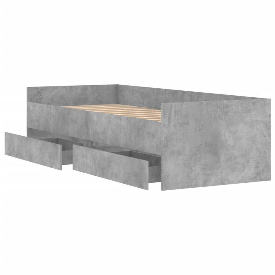 Bedframe met lades betongrijs 90x200 cm 90 x 200 cm Betongrijs