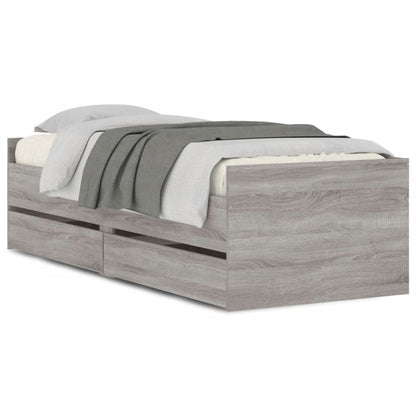 Bedframe met lades grijs sonoma eikenkleurig 90x200 cm 90 x 200 cm Grijs sonoma