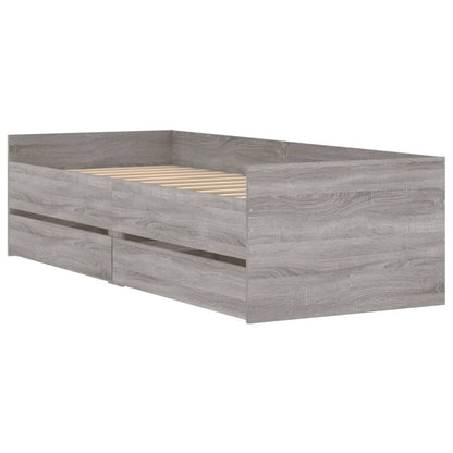 Bedframe met lades grijs sonoma eikenkleurig 90x200 cm 90 x 200 cm Grijs sonoma