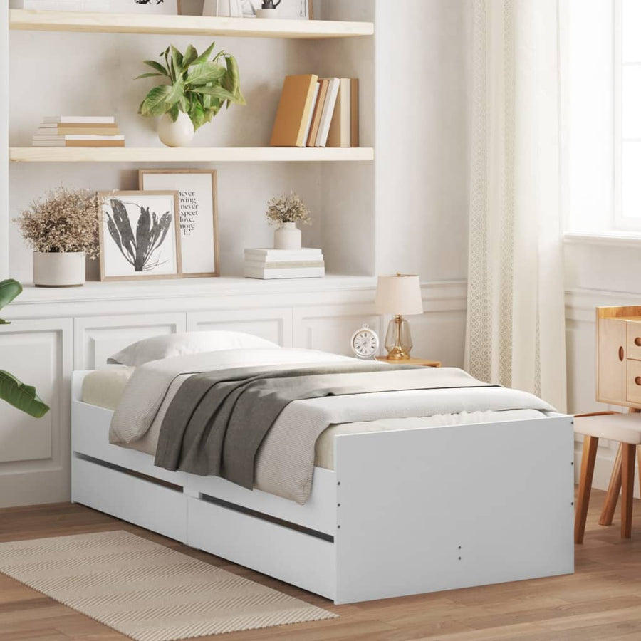 Bedframe Met Lades Wit 90 x 190 cm