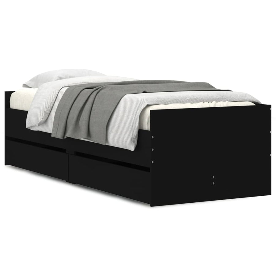 Bedframe Met Lades Zwart 90 x 190 cm