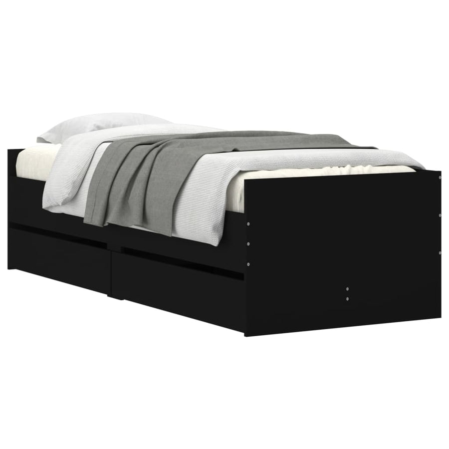 Bedframe Met Lades Zwart 90 x 190 cm